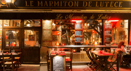 Traditional French restaurant Le Marmiton de Lutece located near Saint Michel boulevard