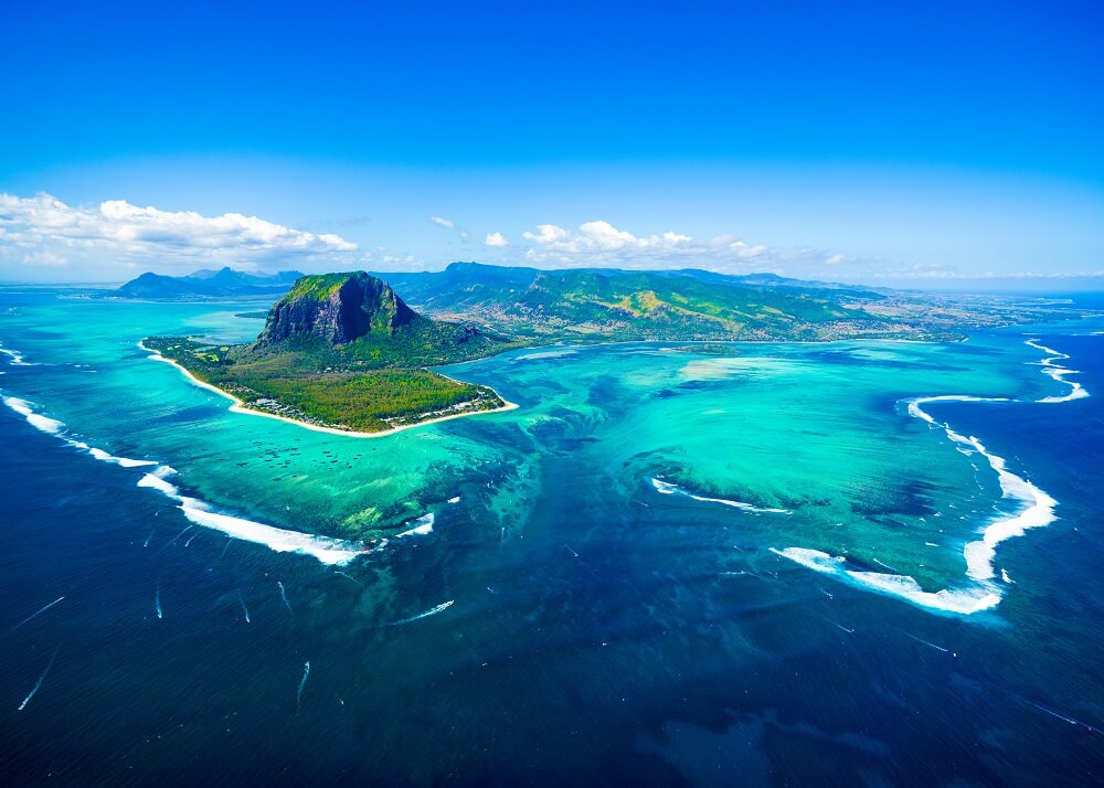 Underwater waterfall in Mauritius